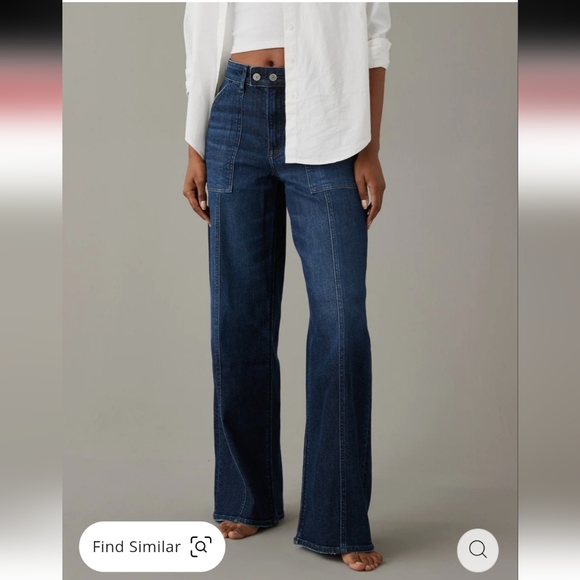 American Eagle Outfitters Denim - American Eagle Outfitters Womens Super High Rise Baggy Wide Leg Jeans